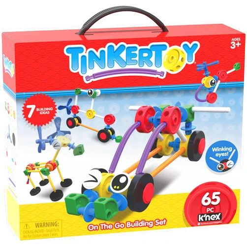 Tinkertoy On The Go Building Set - 65 Parts - Ages 3 & Up - Creative Preschool Toy (Packing may vary)