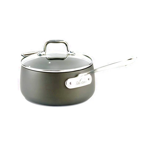 All-Clad HA1 Hard Anodized Nonstick Sauce Pan 3.5 Quart Induction Oven Safe 350F Pots and Pans, Cookware Black
