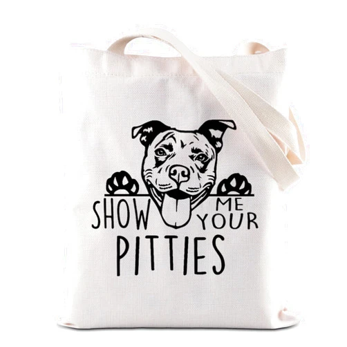 ZJXHPO Funny Pitbull Gift Show Me Your Pitties Dog Lovers Gift Pitbull Mom Cosmetic Bag Zipper Accessory Pouch (Pitties Tote)