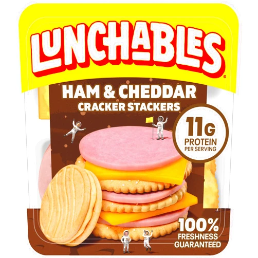 Generic Ham & Cheddar Cheese Cracker Stackers Kid Lunch Snack by Lunchables 3.5 oz Tray - Pack of 6