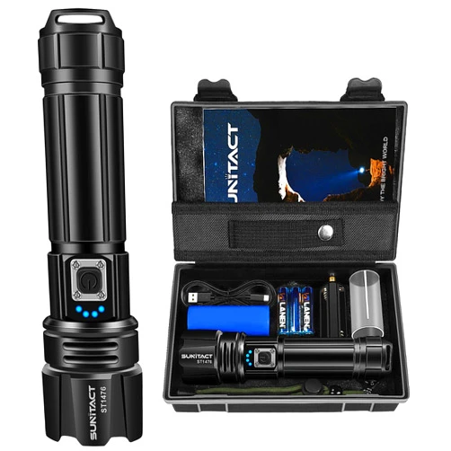 Sunitact Flashlights High Lumens, Rechargeable Flashlight Led 950000 Lumen XHP70.2, Super Bright Flash Light, High Powered Handheld Flashlights for Emergency Camping Gift, IP67 Waterproof, Adjustable
