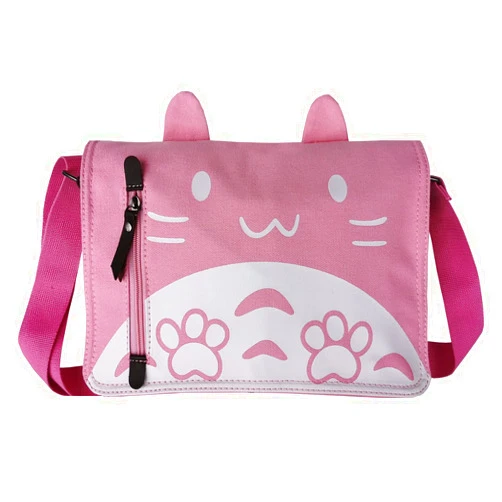 JOCHUI Canvas Cute Cat Kitty Messenger Bag Girls Crossbody Bag Shoulder Bag Cute Satchel School Bag
