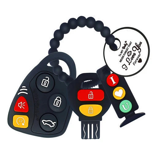 BIGSPINACH Baby Teething Keys Toys 6 to 12 Months,Gothic Car Teether Combo Set,Car Key Remote Toy Controller for Toddler(Gothic) (Gothic, Black)