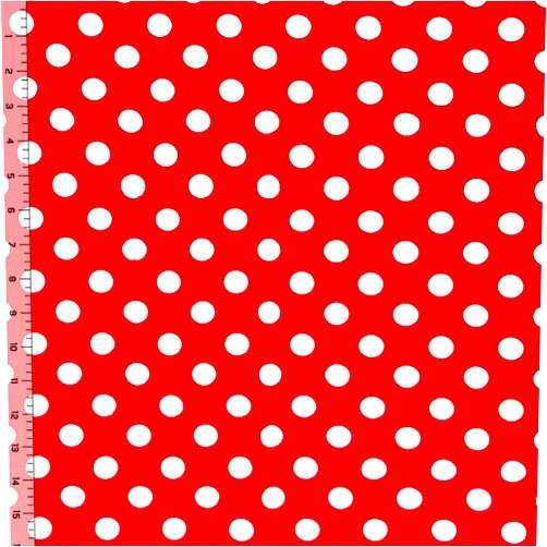 Girl Charlee Fabrics White Polka Dots on Red Cotton Spandex Knit Fabric - by The Yard