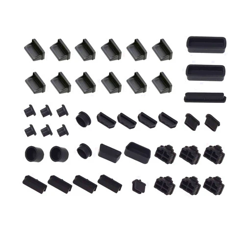 HFEIX Anti Dust Plug,HFEIX Silicone Cap Computer Port Cover PC Interface Stopper Socket Protecor Kit Black (Black 44)