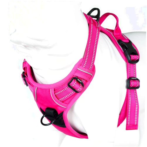 Juxzh Soft Front Dog Harness .Best Reflective No Pull Harness with Handle and 2 Leash Attachments