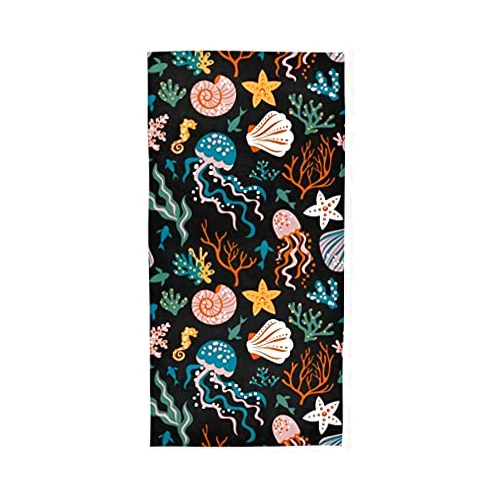 Tamniee Undersea Outopus Hand Towels Corals Seashells Decor Kitchen Dish Towel Quality Premium Bathroom Washcloth 30 x 15 Inches for Beach Guest Hotel Spa Gym Sport Yoga Home