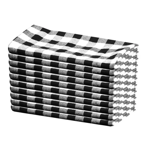 LGHSPOM Buffalo Check Napkins, Buffalo Plaid Napkins, Farmhouse Decor Dinner Napkins, Black and White Cloth Napkins for Thanksgiving, Christmas Decorations (Black White 12pcs)