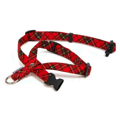Toto & pal Toto&Pal Royal Tartan Check Neck Harness Red 10mm