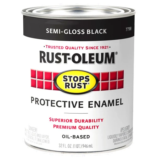 Rust-Oleum 7798502 Stops Rust Brush On Paint, Quart, Semi-Gloss Black, 1 Quarts (Pack of 1)