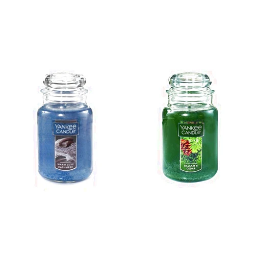Yankee CandleYankee Candle Warm Luxe Cashmere Scented, Classic 22oz Large Jar Single Wick Candle, Over 110 Hours of Burn Time & Balsam & Cedar Scented, Classic 22oz Large Jar Single Wick Candle