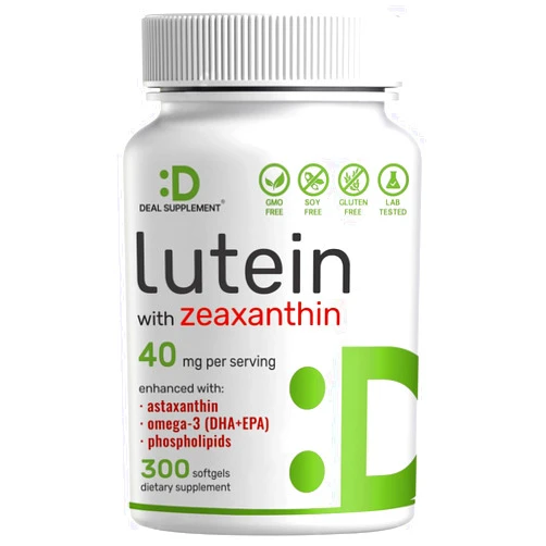 DEAL SUPPLEMENT Lutein and Zeaxanthin Supplements, 40mg Per Serving | 300 Softgels, Enhanced with Astaxanthin, Omega-3s and Phospholipids, Essential Eye Vitamins & Vision Health Support