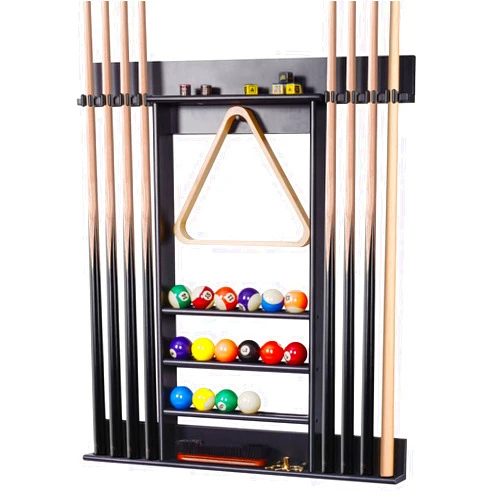 XCSOURCE Pool Stick Holder, Pool Cue Rack Wall Mount, 8 Pool Cue Holder Wall Billiard Cue Rack, Made of 100% Solid Pine Wood, Pool Table Accessories for Billiard Room or Club (Cue Rack Only)