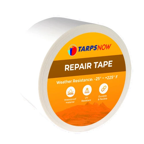 TarpsNow Poly Tarp Repair Tape, (3” to 60’) - High Strength Waterproof Poly Tarp Tape to Fix Leaks or Tears - Temperature Flexible Fabric Tape for Tarp Canopy Tent Boat RV and More - Silver
