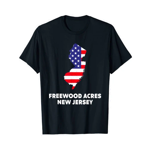 4th of July American Flag Freewood Acres, NJ Distressed Patriotic USA Flag Freewood Acres, New Jersey T-Shirt
