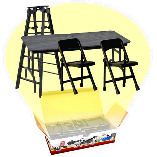 Figures Toy Company Ultimate Ladder, Table & Chairs Black Playset for Wrestling Action Figures