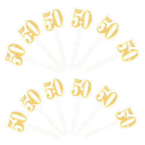 KALIONE 12pcs Gold 50th Birthday Centerpiece Sticks Glitter Number 50 Table Centerpieces Flower Toppers, 50th Centerpiece for Wedding Anniversary Party Decorations Supplies