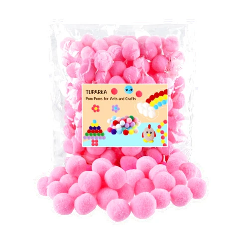TUPARKA 100 Pcs Pom Poms for Crafts 1 Inch Pink Pom Poms for Kids DIY Art Crafts Supplies and Decor