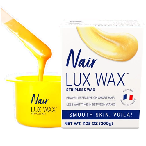 Nair Lux Wax, Microwaveable Hot Waxing Kit for Women, Stripless Hair Removal for Legs, Underarms, Bikini at Home, Proven Effective on Short Hair, 1 Count, 7.05 Oz