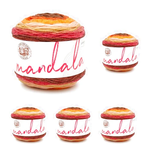 Lion Brand Yarn Mandala, Multicolor Yarn for Knitting, Crochet and Crafting, Banshee, 5 Pack