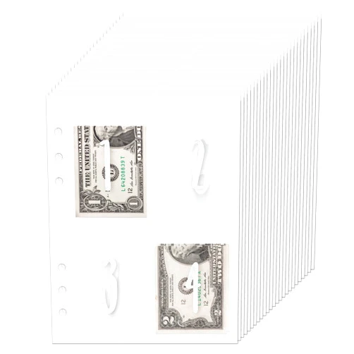 HAUTOCO 100 Envelopes Money Saving Challenge A5 Budget Binder Inserts for Replacement, 25 Sheets Pre-numbered 1-100 Cash Stuffing Envelopes Money Pouches for A5 6-Ring Savings Binder
