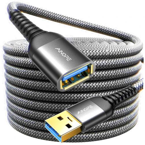 AINOPE USB Extension Cable,USB Extender,USB 3.0 Extension Cable, Male to Female Cord High Data Transfer Compatible with Webcam,USB Keyboard,Flash Drive,Hard Drive,Printer,20FT,Black