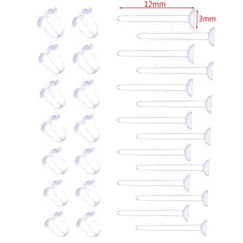 Stebcece ✪ 100 Set Hypoallergenic Earrings Simple Plastic Clear Ear Pins Needle and Resin Earring Backs DIY Earrings Accessories