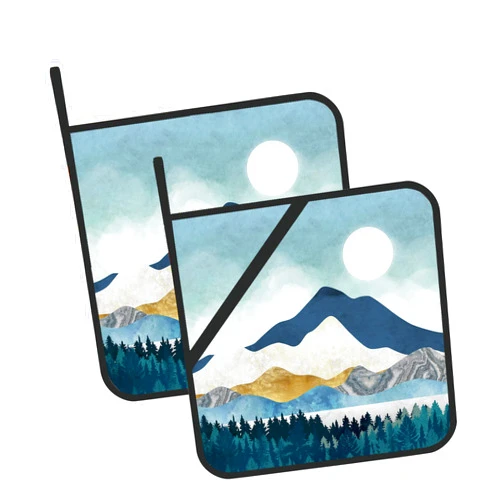 Oeaskly Mountains Nature Scenery Pot Holders Set of 2 Kitchen Heat Resistant Potholder for Microwave Cooking Baking Oven End Dishes and BBQ
