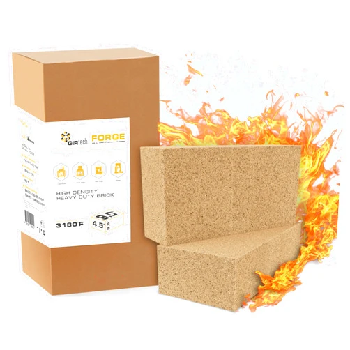GIRtech Heavy Duty Refractory Fire Bricks for Forge 3200F - Pack of 2 Extra High Temperature Insulated | Fire Brick for Masonry, Insulating Kiln, Fire Pit, Wood Stove, Oven, Grill, Melting Metals