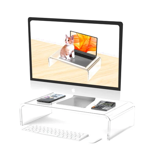 Beimu Acrylic Monitor Stand Riser Acrylic Laptop Stand Riser PC Holder Clear Computer Monitor Stand for Desk White Laptop Stand for Desk Compatible with iMac MacBook All Notebooks
