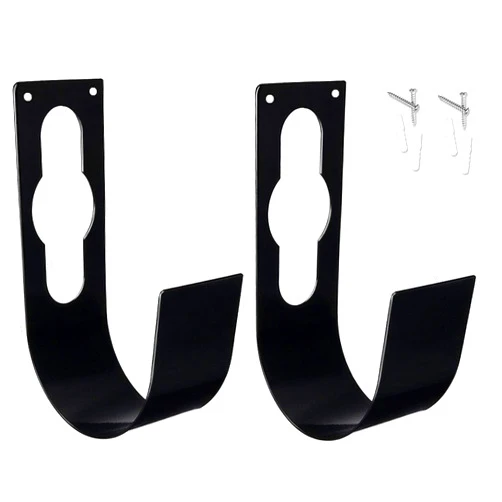 Ebliiny 2 Pack Garden Hose Hanger Wall Mount Heavy Duty Hose Holder Hook Use for 150foot Hose (Large, Black)