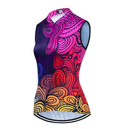 SUDU SUDO Women's Cycling Jersey Set Sleeveless Bike Shirts Cycling Vest Shorts Bicycle Clothing Short with Gel Padded