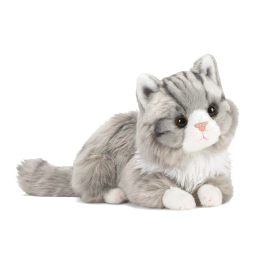 DEMDACO Sweet Maine Coon Cat Silver Grey 10 inch Children's Soft Plush Stuffed Animal Toy