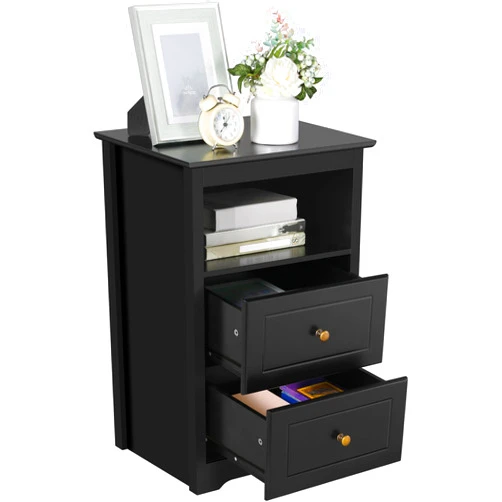 Yaheetech Tall Nightstand with 2 Drawer and 1 Cubby, 29