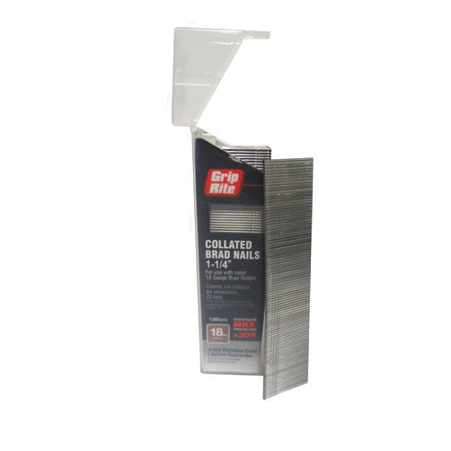Grip-Rite Grip Rite Prime Guard MAXB64876 18-Gauge 304-Stainless Steel Brad Nails in Belt-Clip Box (Pack of 1000), 1-1/4
