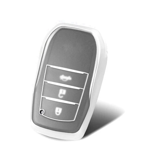 WORCAS Compatible with Toyota Key fob Cover,Special Soft TPU Key Case Cover Protector Compatible with Toyota 2019-2022 Land Cruiser,2021-2022 Venza,RAV4 Prime,Sienna,Hilux,Fortuner(Silver)