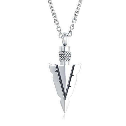 YSAHan Spearpoint Arrowhead Pendant Cremation Jewelry for Men Ashes Spear Point Arrow Urn Necklace Keepsake Memorial, UR-12_Arrowhead