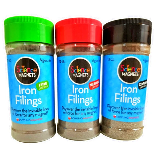 Dowling Magnets Iron Filings Variety Pack, 3 Jars (fine, Medium, coarse), 12 Ounces Each (731050)