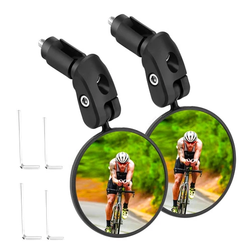 Accmor 2pcs Bike Mirror, Bar End Bicycle Riding Rearview Mirrors for Handlebars, Adjustable 360 Degree Rotatable Convex Mirror for Mountain Road Bikes