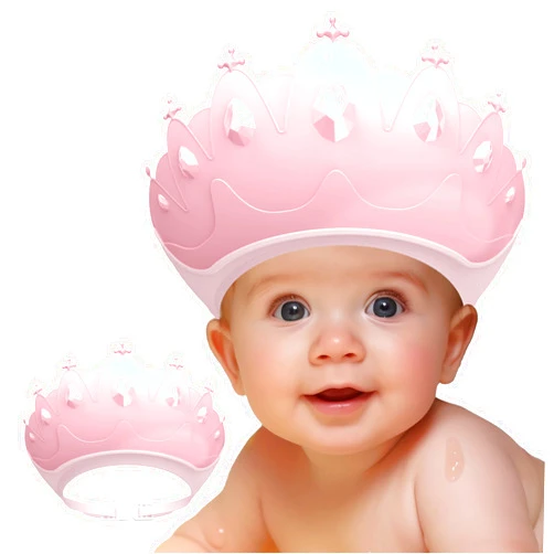 TinyGuardian Baby Shower Cap Shield, Baby bath set shower cap, Visor Hat for Eye and Ear Protection for 0-9 Years Old Children,Cute Crown Shape Makes the Baby Bath More Fun (Pink) LiLiBBShie
