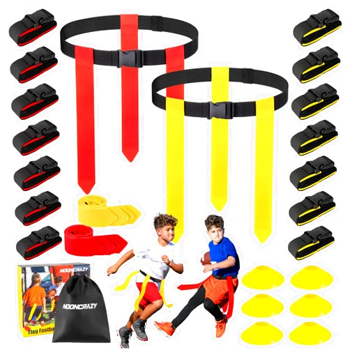 NOONCRAZY Flag Football Belts, 10/14 Player Flag Football Set for Kids, Youth & Adult, Adjustable Flag Football for Waist 22-43