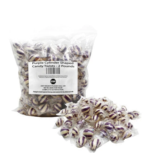 Atkinson Purple Cylinder Shaped Mint Candy Twists - 2 Pounds