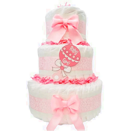 Fine Diaper Cakes Elegant Pink Baby Shower Diaper Cake for Girls