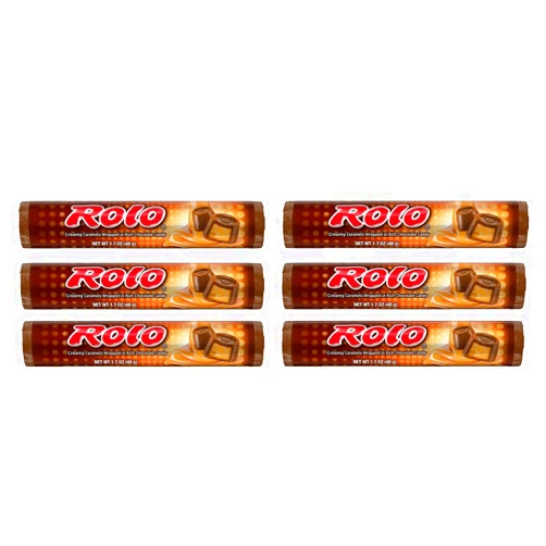 The Hershey Company HERSHEY'S Chocolate Full Size Candy Bars - 5TH AVENUE - ROLO Creamy Caramels Wrapped in Rich Chocolate - HEATH English Toffee - SKOR Crisp Butter Toffee - HERSHEY'S KISSES - PAYDAY Peanut Caramel - WHOPPERS Malted Milk Chocolate Balls - YORK PEPPERMINT PATTIE Dark Chocolate - Great for Holidays, Parties, Gifts & More!! (ROLO Milk Chocolate - 1.7 Ounce, 6 Count)
