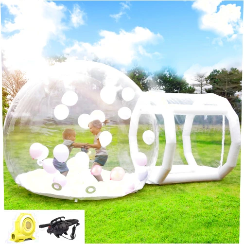 Gaonala Inflatable Bubble House Dome for Kids, Clear PVC Inflatable Bubble House Tent with Tunnel, Bubble Balloon House with 750W Air Blower, 600W Air Pump Inflatable Dome for Party (Clear, 8.25 FT)