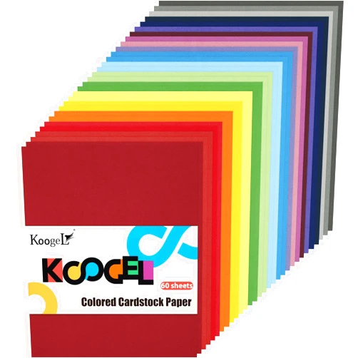 Koogel 60 Sheets Colored Card Stock Printer Paper, 120gsm/ 32lb 20 Colors Index Paper 8.5 x 11 Inches Craft Paper for DIY Scrapbooking Making Office Printing Back to School Supplies