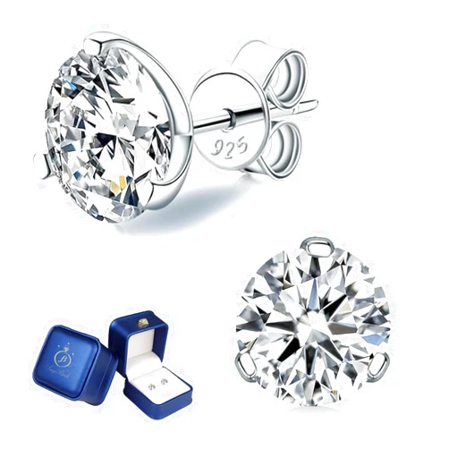 FuigeBach Moissanite Earrings for Women Men 18K White Gold Plated 925 Sterling Silver Earrings Men VVS Gemstones Hypoallergenic for Wedding Party Gift Jewelry 0.5ct/1.0ct