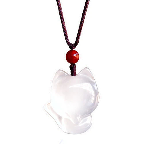 Handmade Little Fox Pendant Necklace, Natural Jewelry Good Luck Charm