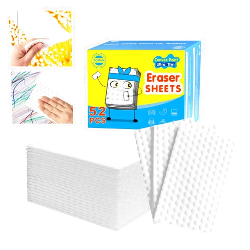 Zomum 52 PCS Magic Sponge Eraser Sheets,Upgrade Convex Point Melamine Sheets，Disposable Portable Magic Cleaning Eraser Thin Wipes for Kitchenware Bathroom Shoe Sink Car Interiors Hard-to-Reach Places