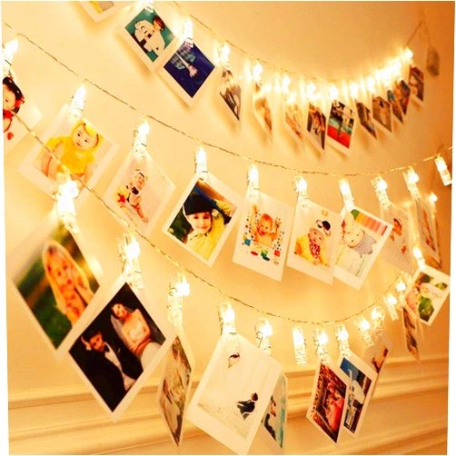 Dopheuor Photo Clip String Lights LED Battery Operated Starry Fairy Copper String Lights with Clips Warm White for Pictures Bedroom Wall Patio Halloween Thanksgiving Christmas Party Wedding Décor